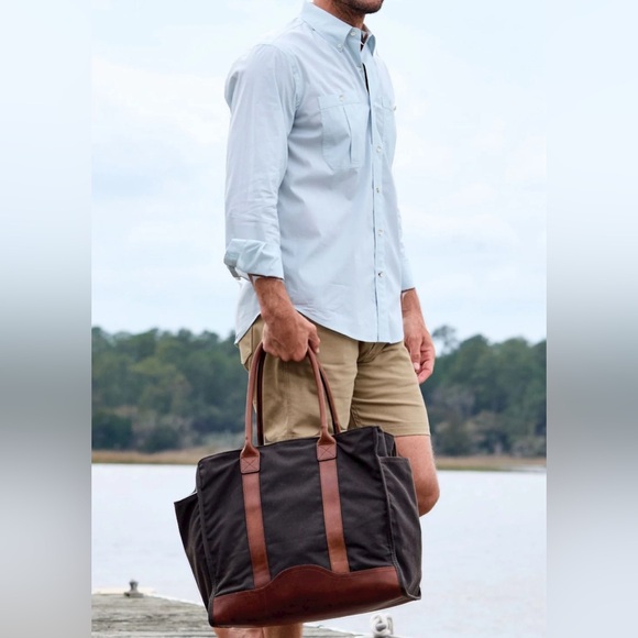 TOM BECKBE Carryall Tote Bag Waxed Field Canvas SAWGRASS COLOR UNISEX NWT - Picture 2 of 10